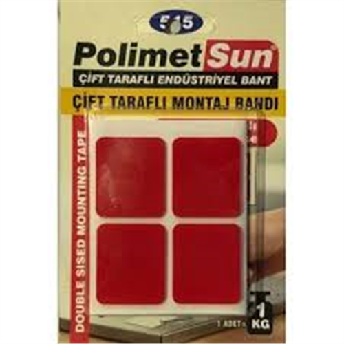 POLİMETSUN SİLİKONLU ÇİFT TARAFLI MONTAJ BANT 25X30 MM 12 ADET